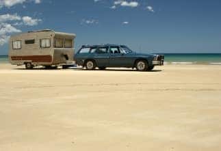 Wagon with trailer on beach