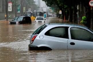 Cars in flood waters