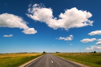 Vanishing point on road