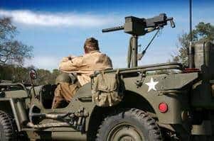 Soldier in jeep