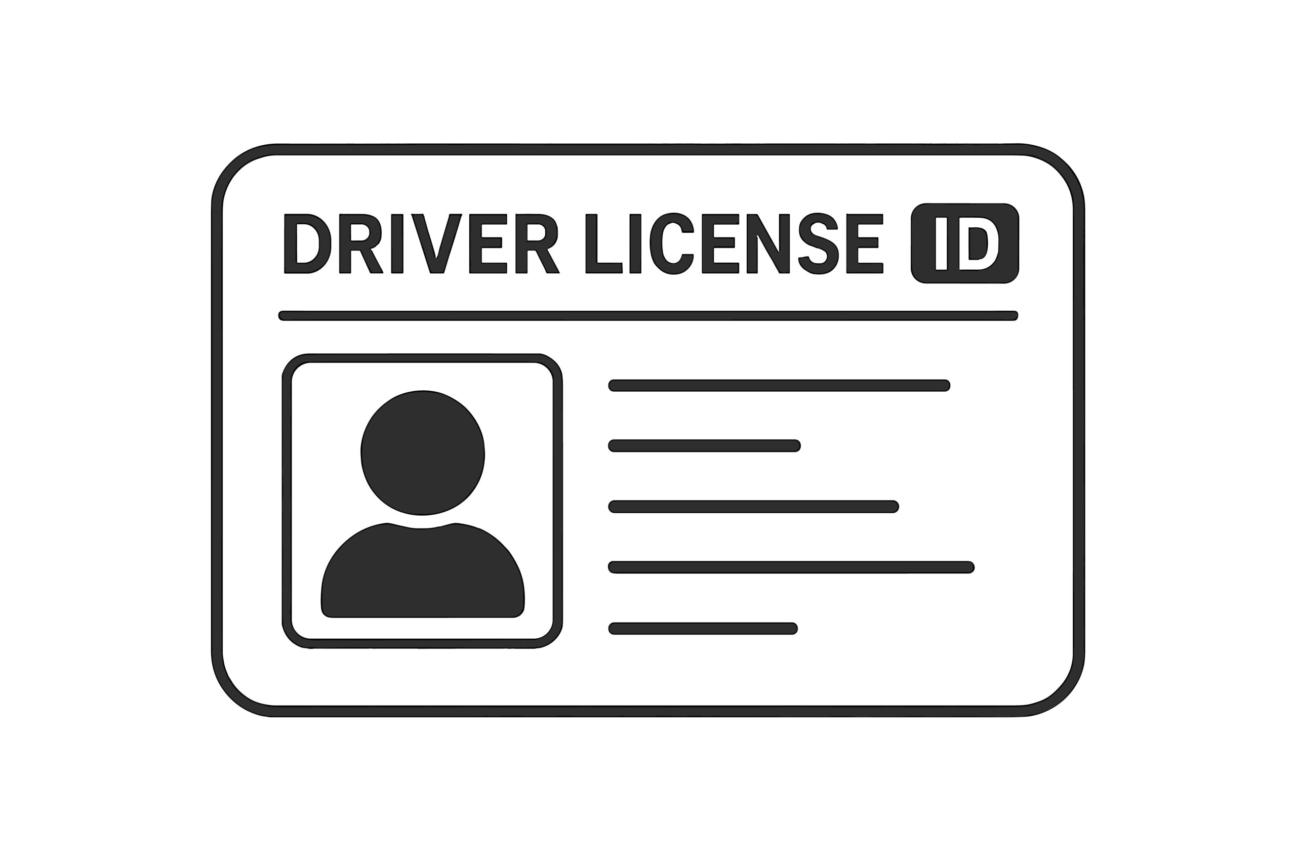 Driver License and ID Card Vector Illustration, Transparent Background, Identification Card Design, Personal ID Document, License Template, Official Identity Verification Graphic