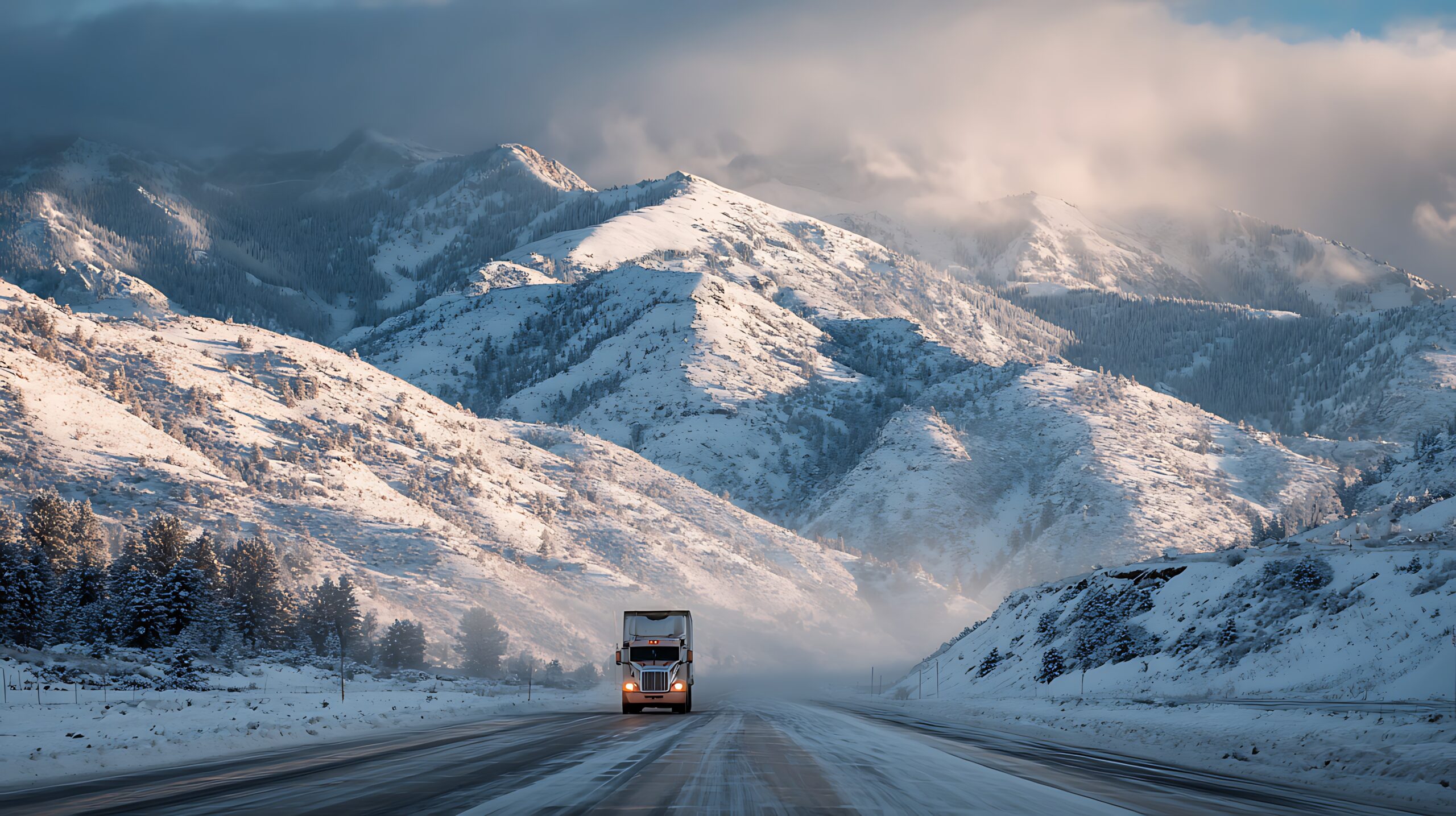 Winter journey through the snowy mountain range