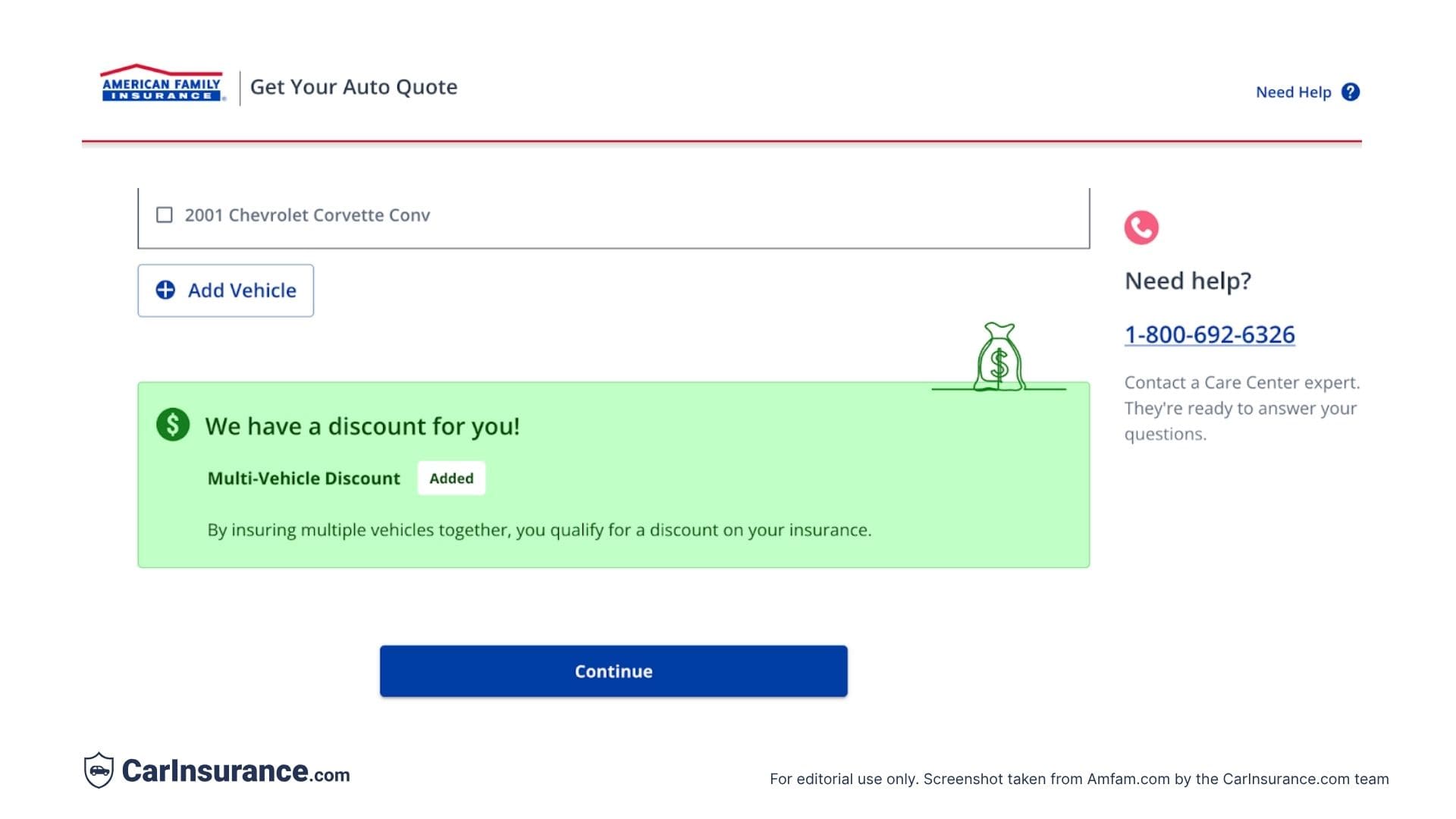 American Family Insurance online quote start screen 5