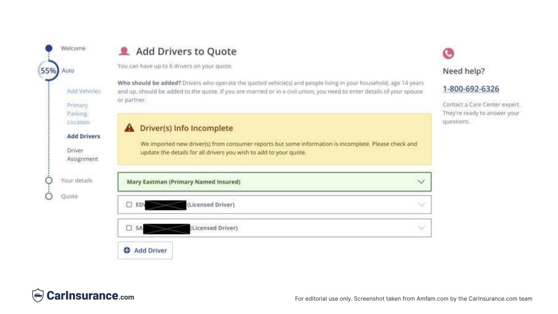 American Family Insurance online quote start screen 6